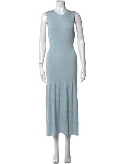 Pre-owned Pearl By Lela Rose Crew Neck Midi Length Dress In Blue
