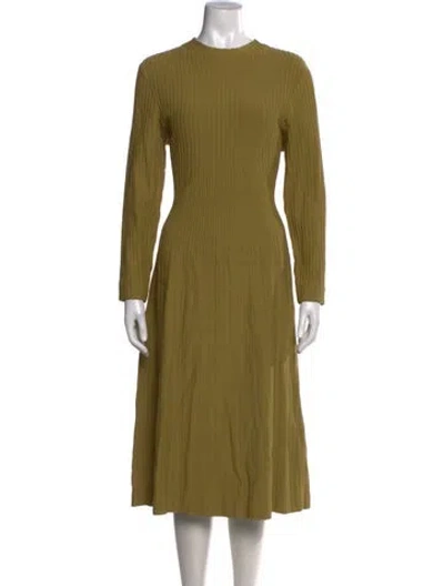 Pre-owned Pearl By Lela Rose Crew Neck Midi Length Dress In Green