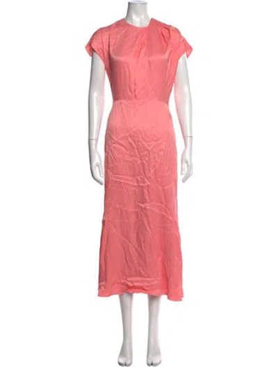 Pre-owned Pearl By Lela Rose Crew Neck Midi Length Dress In Pink