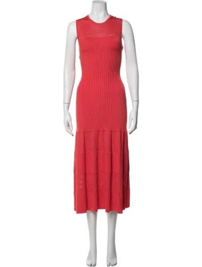 Pre-owned Pearl By Lela Rose Crew Neck Midi Length Dress In Red