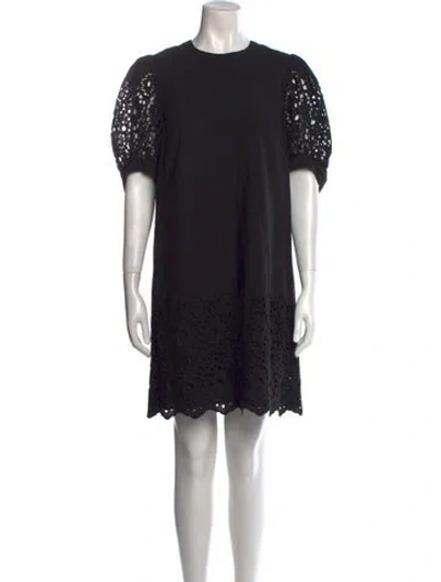 Pre-owned Pearl By Lela Rose Crew Neck Mini Dress In Black