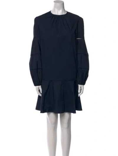 Pre-owned Pearl By Lela Rose Crew Neck Mini Dress In Blue