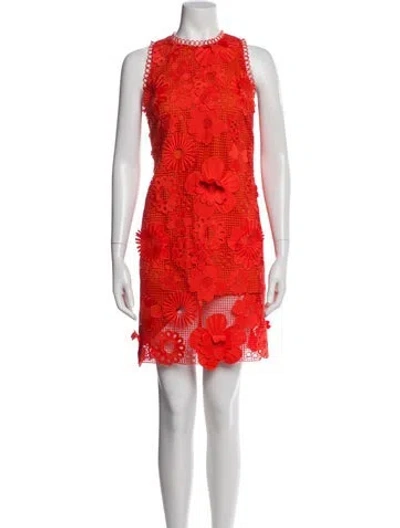 Pre-owned Pearl By Lela Rose Crew Neck Mini Dress In Orange