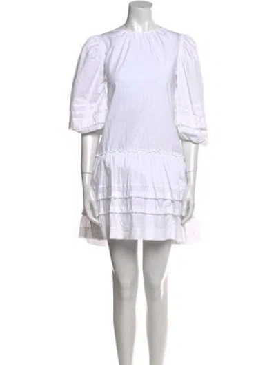 Pre-owned Pearl By Lela Rose Crew Neck Mini Dress In White
