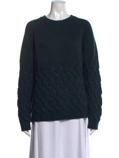 Pre-owned Pearl By Lela Rose Crew Neck Sweater In Green