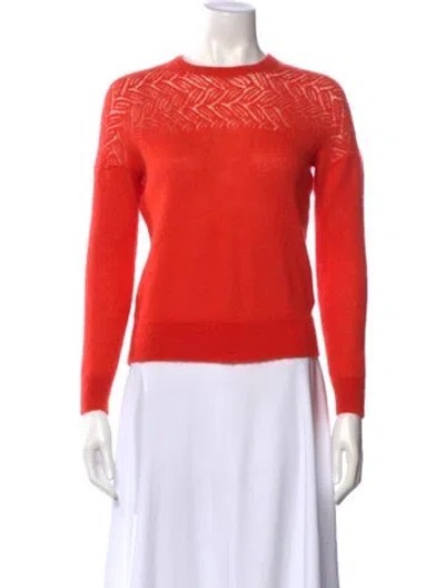 Pre-owned Pearl By Lela Rose Crew Neck Sweater In Orange