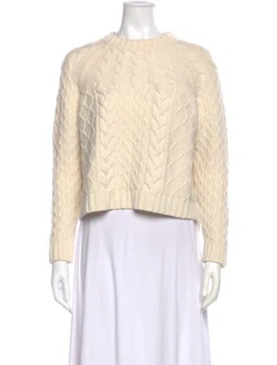 Pre-owned Pearl By Lela Rose Crew Neck Sweater In White