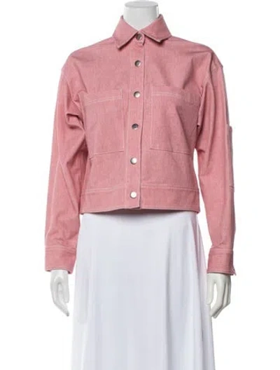 Pre-owned Pearl By Lela Rose Denim Jacket In Pink