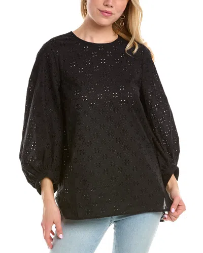 Pearl By Lela Rose Eyelet Tunic Top In Black