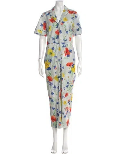 Pre-owned Pearl By Lela Rose Floral Print Jumpsuit In Green