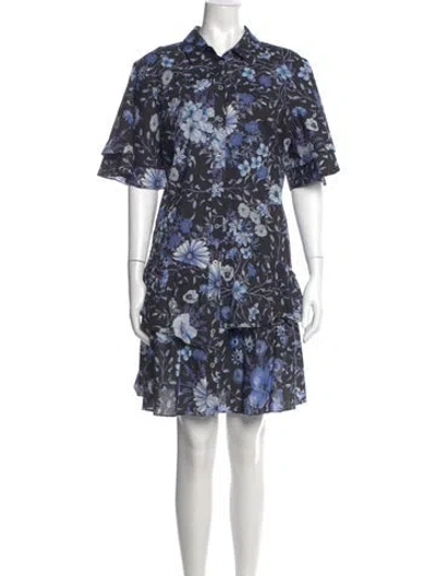 Pre-owned Pearl By Lela Rose Floral Print Knee-length Dress W/ Tags In Blue