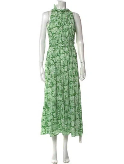 Pre-owned Pearl By Lela Rose Floral Print Long Dress In Green
