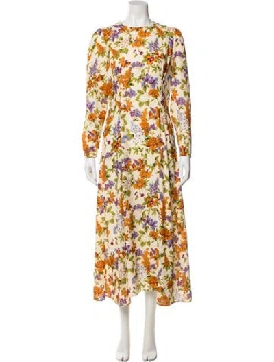 Pre-owned Pearl By Lela Rose Floral Print Long Dress In Multi