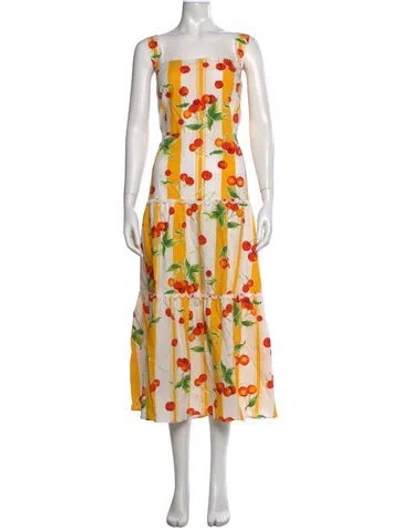 Pre-owned Pearl By Lela Rose Floral Print Midi Length Dress In Multicolor