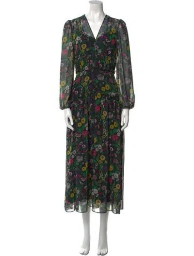 Pre-owned Pearl By Lela Rose Floral Print Midi Length Dress W/ Tags In Green