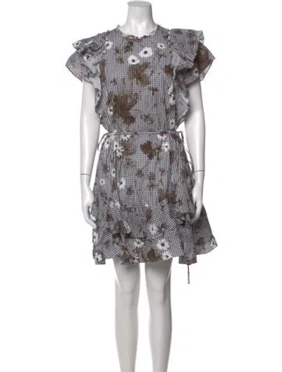 Pre-owned Pearl By Lela Rose Floral Print Mini Dress In Black