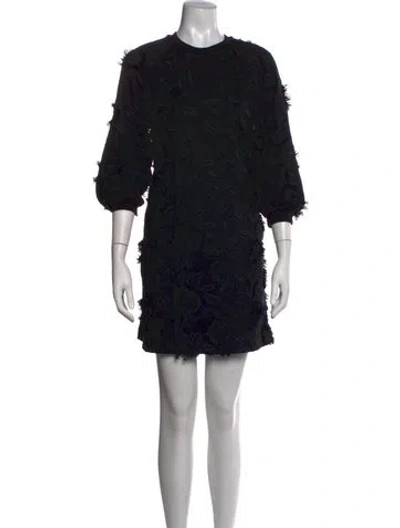 Pre-owned Pearl By Lela Rose Floral Print Mini Dress In Black