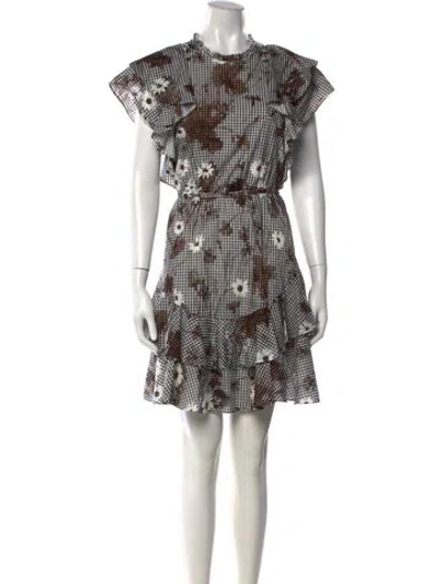 Pre-owned Pearl By Lela Rose Floral Print Mini Dress In Brown