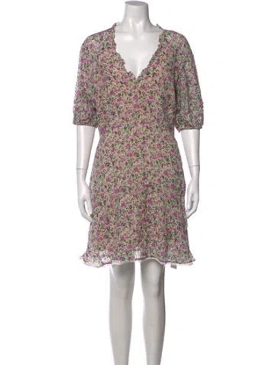 Pre-owned Pearl By Lela Rose Floral Print Mini Dress In Purple