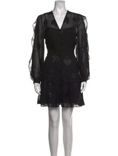Pre-owned Pearl By Lela Rose Floral Print Mini Dress W/ Tags In Black