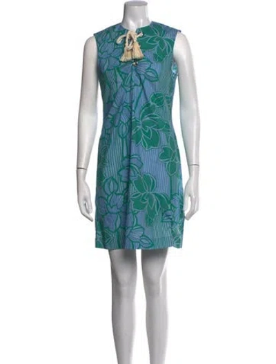Pre-owned Pearl By Lela Rose Floral Print Mini Dress W/ Tags In Blue