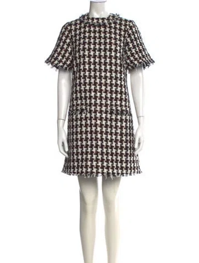 Pre-owned Pearl By Lela Rose Houndstooth Print Mini Dress