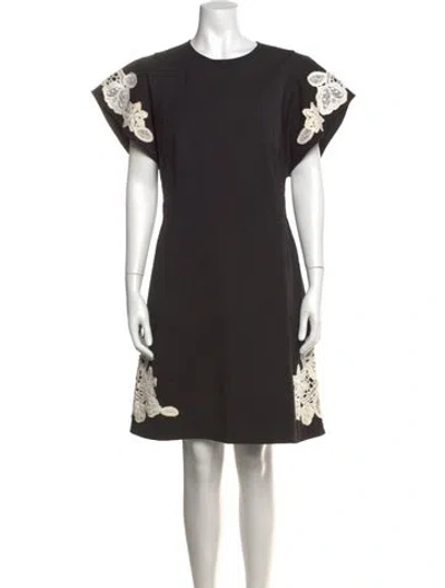 Pre-owned Pearl By Lela Rose Lace Pattern Knee-length Dress In Black