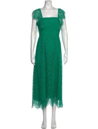 Pre-owned Pearl By Lela Rose Lace Pattern Long Dress In Green