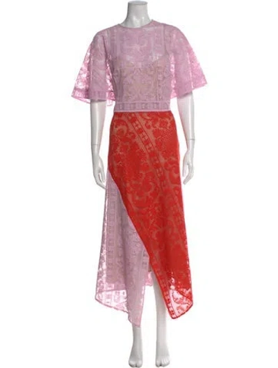 Pre-owned Pearl By Lela Rose Lace Pattern Long Dress In Multi