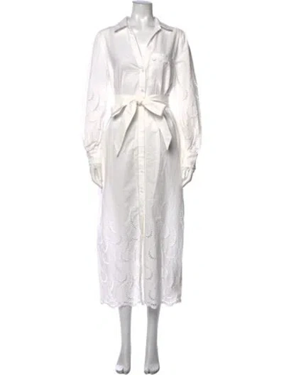 Pre-owned Pearl By Lela Rose Lace Pattern Long Dress In White