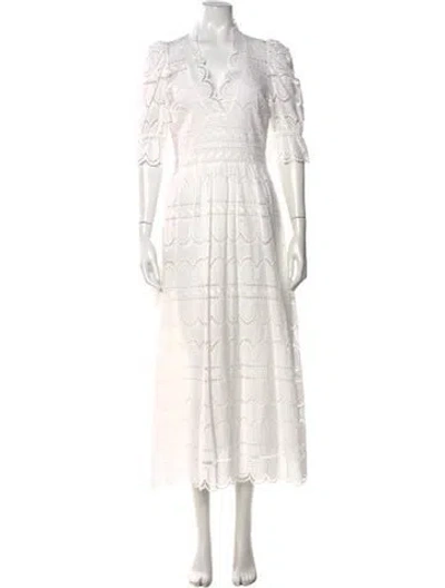 Pre-owned Pearl By Lela Rose Lace Pattern Midi Length Dress In Neutral