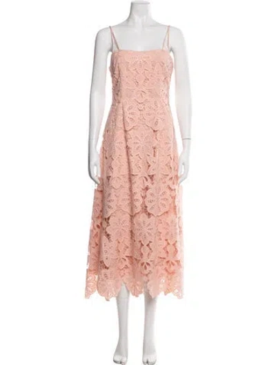 Pre-owned Pearl By Lela Rose Lace Pattern Midi Length Dress In Pink