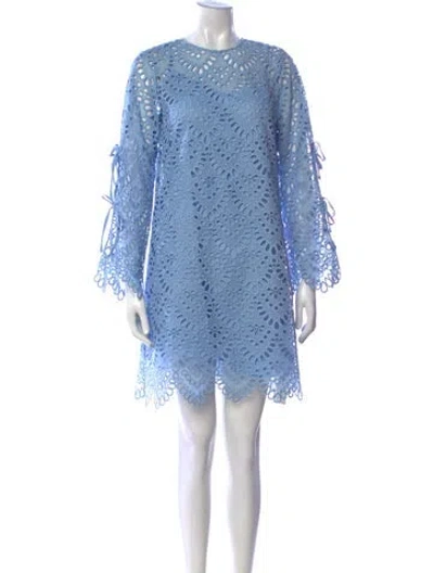 Pre-owned Pearl By Lela Rose Lace Pattern Mini Dress In Blue