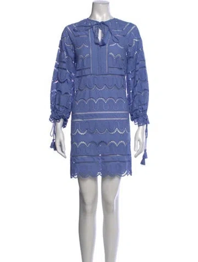 Pre-owned Pearl By Lela Rose Lace Pattern Mini Dress In Blue