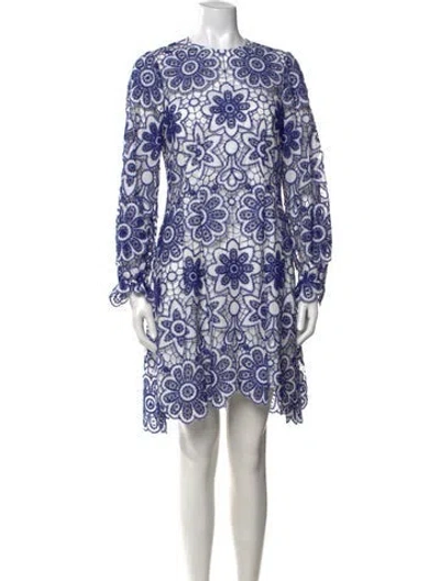 Pre-owned Pearl By Lela Rose Lace Pattern Mini Dress In Blue