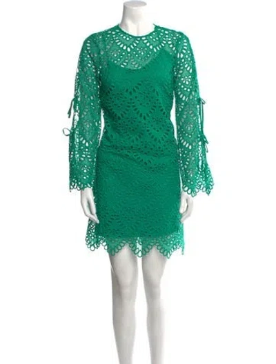 Pre-owned Pearl By Lela Rose Lace Pattern Mini Dress In Green