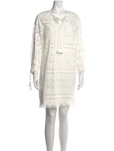 Pre-owned Pearl By Lela Rose Lace Pattern Mini Dress In White