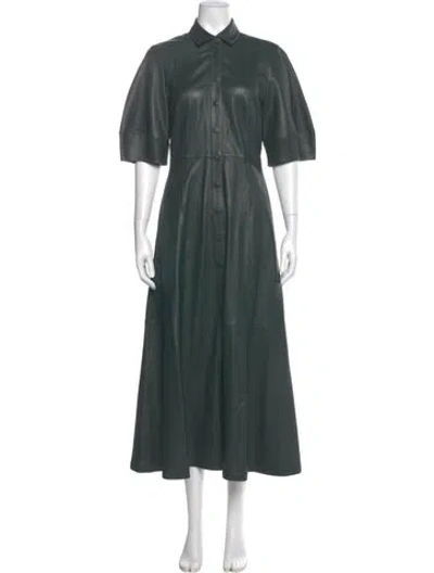 Pre-owned Pearl By Lela Rose Lamb Leather Long Dress In Green