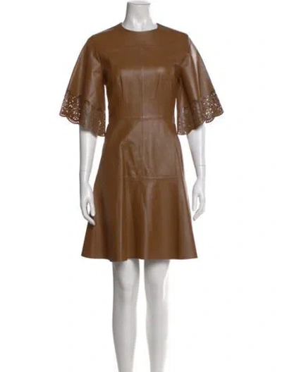 Pre-owned Pearl By Lela Rose Lamb Leather Mini Dress In Brown
