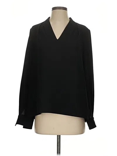 Pre-owned Pearl By Lela Rose Long Sleeve Blouse In Black
