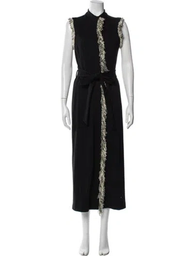 Pre-owned Pearl By Lela Rose Mock Neck Long Dress In Blue