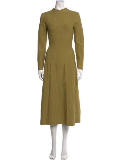 Pre-owned Pearl By Lela Rose Mock Neck Midi Length Dress In Green