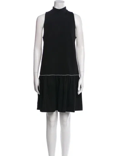 Pre-owned Pearl By Lela Rose Mock Neck Mini Dress In Black