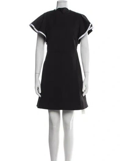 Pre-owned Pearl By Lela Rose Mock Neck Mini Dress In Black