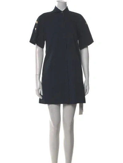 Pre-owned Pearl By Lela Rose Mock Neck Mini Dress In Gray