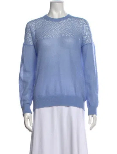 Pre-owned Pearl By Lela Rose Mohair Patterned Sweater In Blue