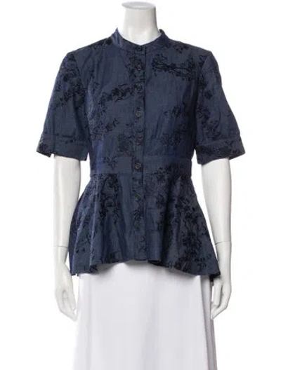 Pre-owned Pearl By Lela Rose Paisley Print Mini Dress In Blue