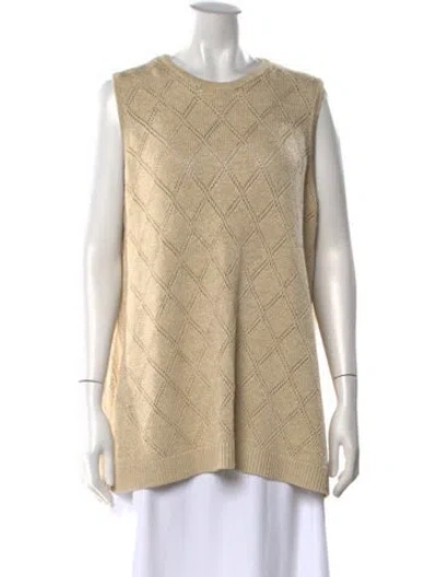 Pre-owned Pearl By Lela Rose Patterned Crew Neck Sweater In Neutral