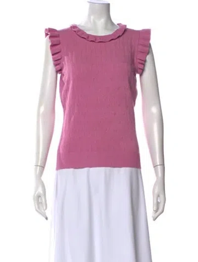Pre-owned Pearl By Lela Rose Patterned Crew Neck Sweater In Pink