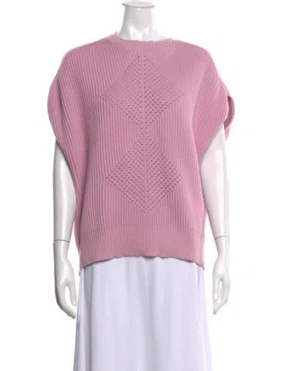 Pre-owned Pearl By Lela Rose Patterned Crew Neck Sweater In Pink